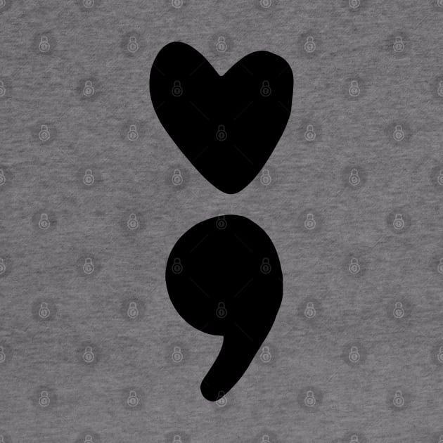 semicolon heart (black) by mystudiocreate